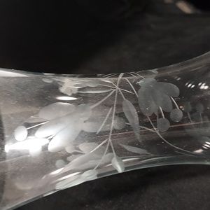 Vintage Floral Etched Flower Vase Double Round Bottom Unique Design